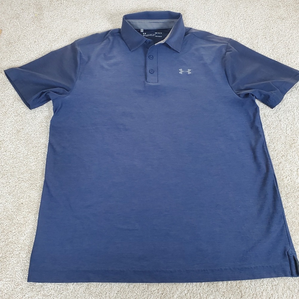 Under Armour Men's Polo Shirt Size M Blue Short‎ Sleeve HeatGear